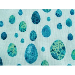 Patchworkstoff türkis Vogeleier Curio Quiltstoff
