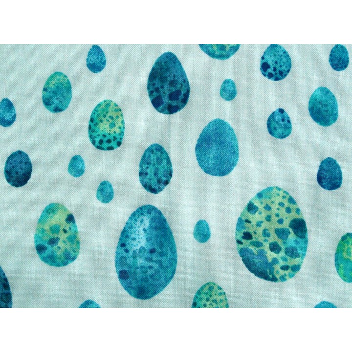 Patchworkstoff türkis Vogeleier Curio Quiltstoff