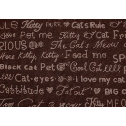 Quiltstoff Texte in dunkelbraun Cool Cats Patchworkstoff
