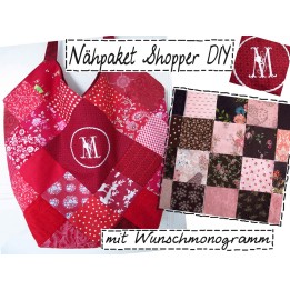 Nähpaket Shopper braun apricot mit Monogramm