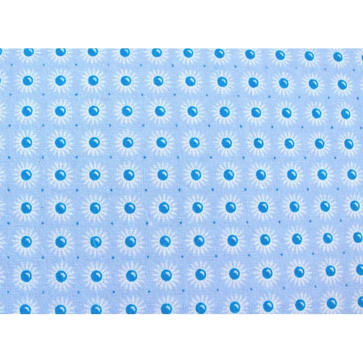 Blumenstoff Baumwolle blau weiß türkis