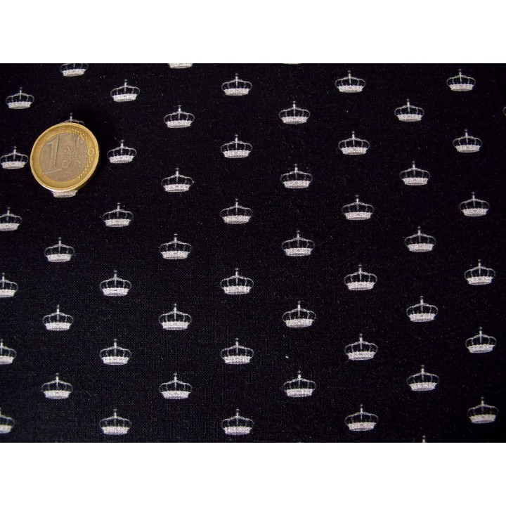 Patchworkstoff Kronen Queen Bee schwarz Quiltstoff