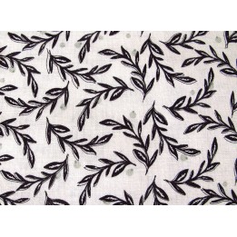 Quiltstoff Blätter schwarz Gingham Farm