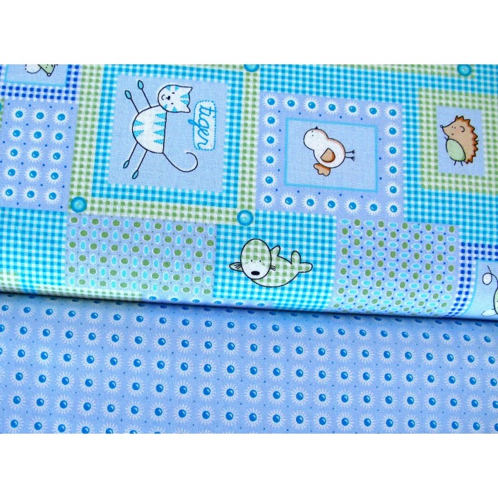Stoffpaket Baumwolle blau Tiere 72046