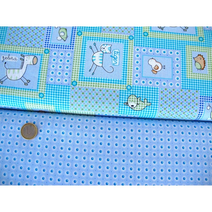 Stoffpaket Baumwolle blau Tiere 72046