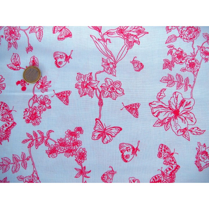 Blumenstoff Woodland Walk blau pink Patchworkstoff