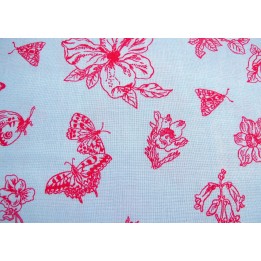 Blumenstoff Woodland Walk blau pink Patchworkstoff