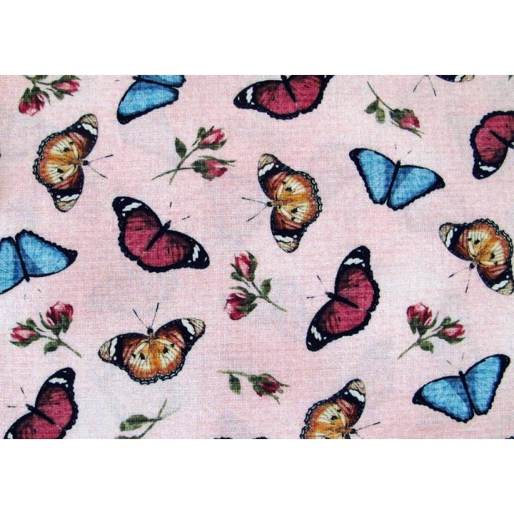 Patchworkstoff Schmetterlinge Butterfly Basics rosa blau