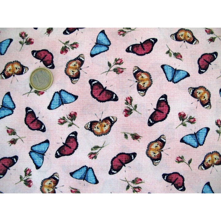 Patchworkstoff Schmetterlinge Butterfly Basics rosa blau