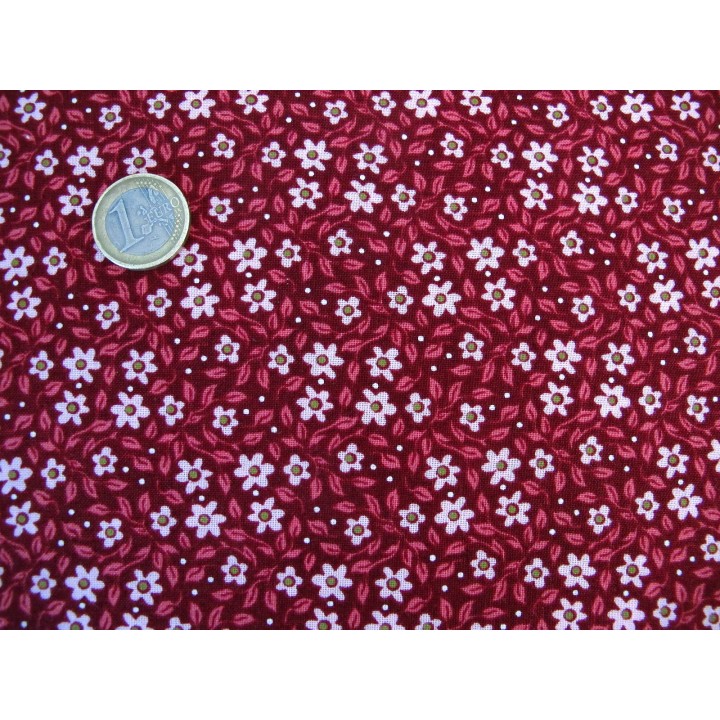 Blumenstoff weinrot Basicgrey Nova Patchworkstoff