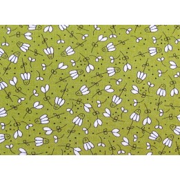 Patchworkstoff Blümchen grün Spring Chicken Quiltstoff