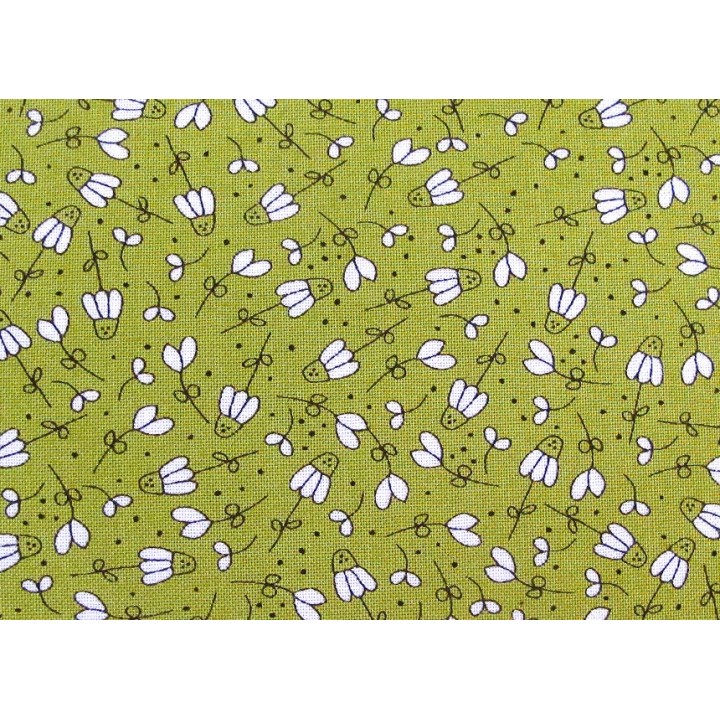 Patchworkstoff Blümchen grün Spring Chicken Quiltstoff