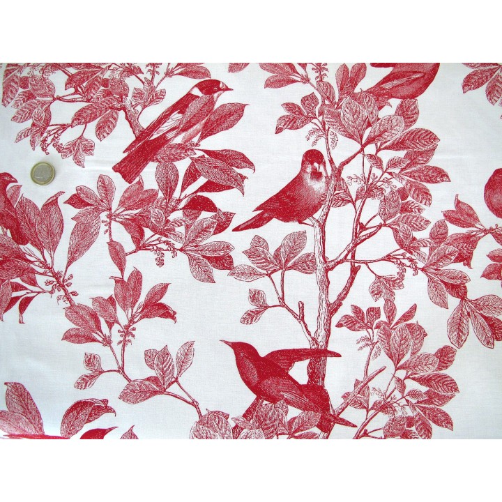 Quiltstoff Vögel rot weiß Classic Caskata