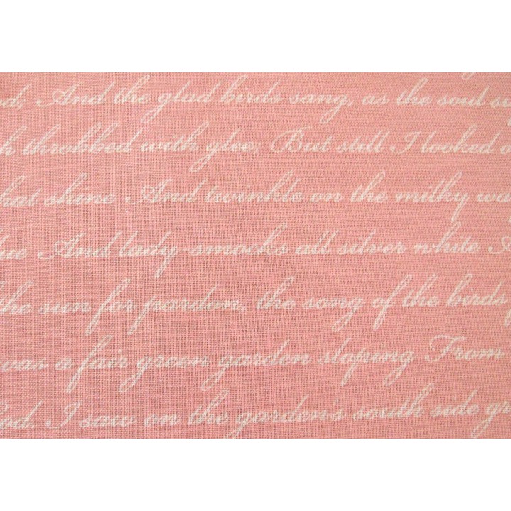 Patchworkstoff Schrift Text rosa Rose & Violets Garden