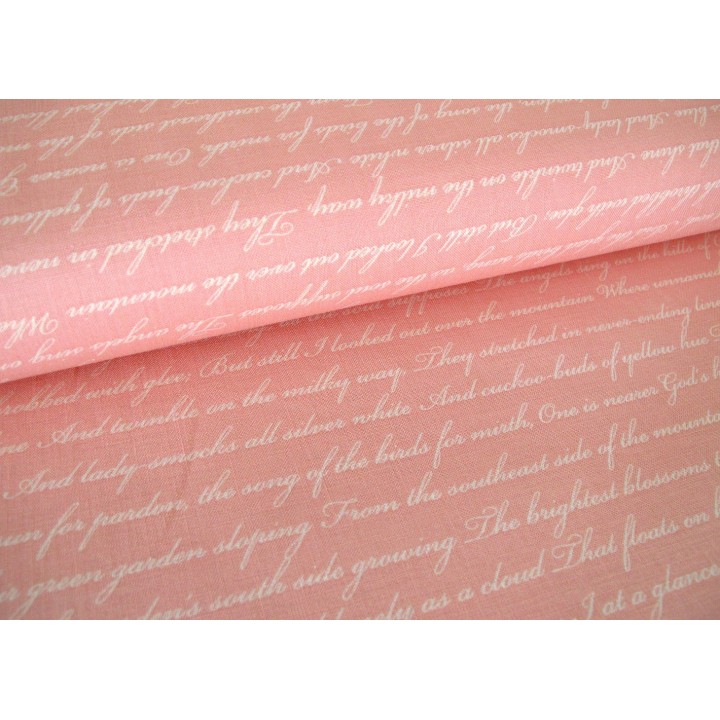 Patchworkstoff Schrift Text rosa Rose & Violets Garden