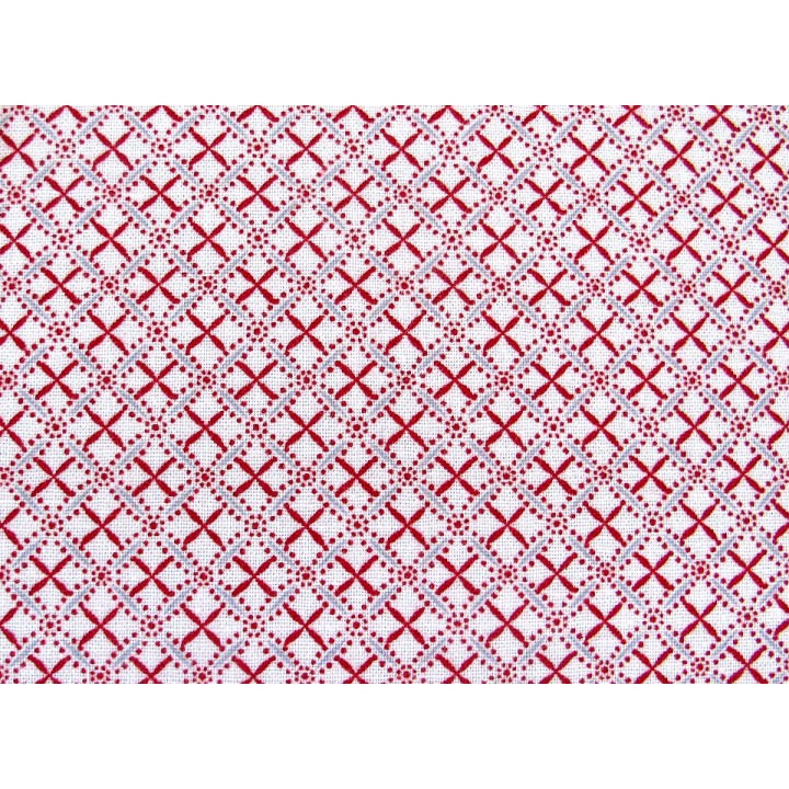 Designerstoff Ornamente Scarlet Stitches Patchworkstoff