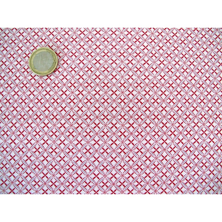 Designerstoff Ornamente Scarlet Stitches Patchworkstoff