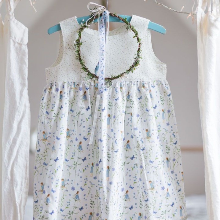 Stoff Elfen blau creme