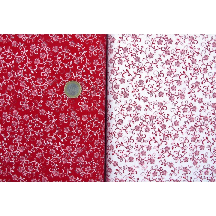 Stoffpaket Blumen rot weiß