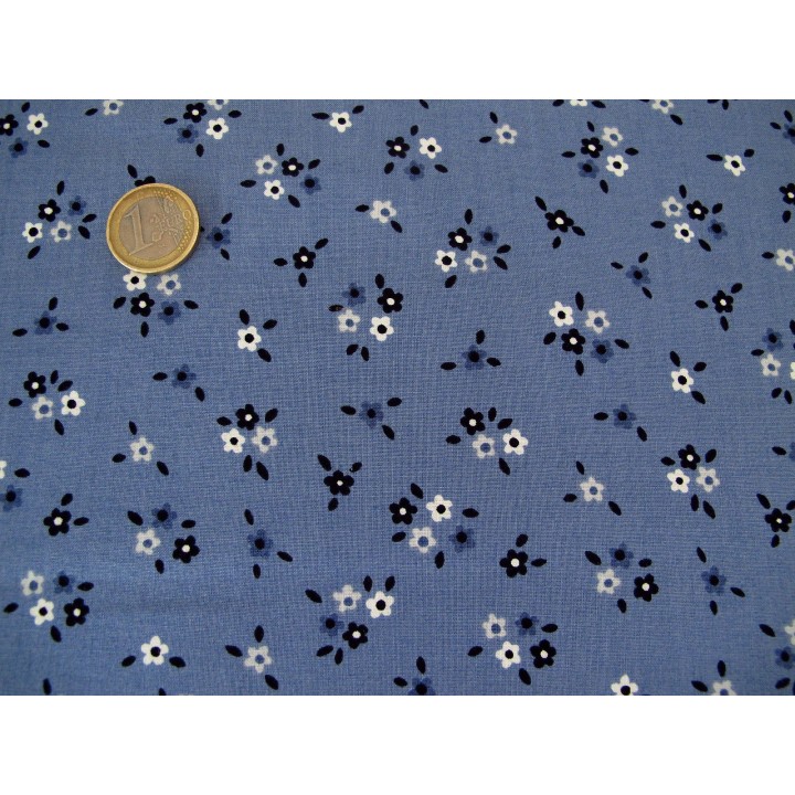 Blumenstoff Liana Patchworkstoff blau