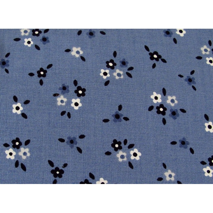 Blumenstoff Liana Patchworkstoff blau
