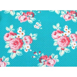 Rosenstoff Darling Meadow türkis pink Patchworkstoff
