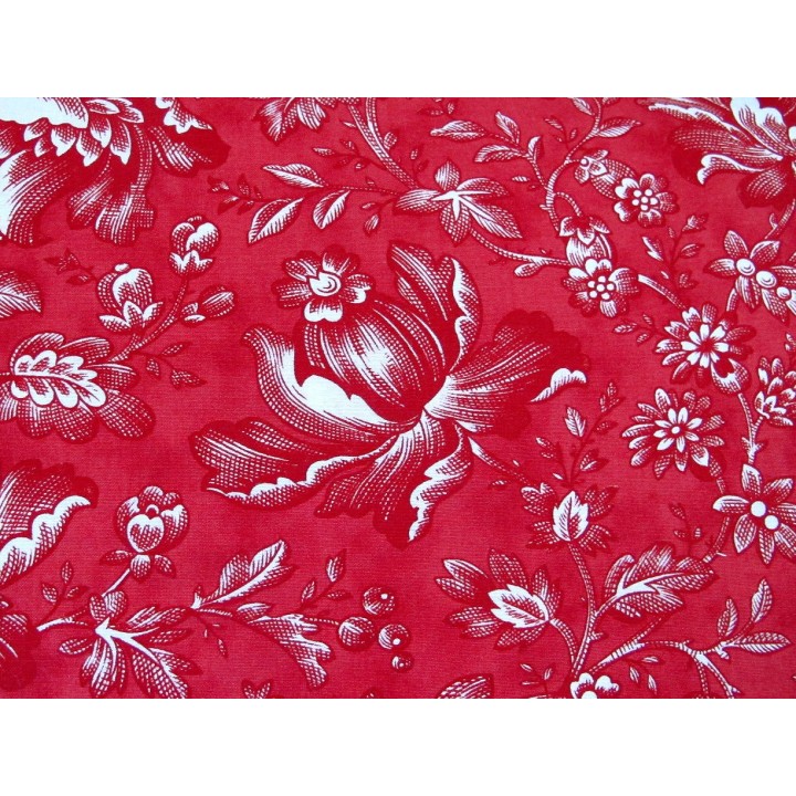 Blumenstoff rot Cranberries & Cream Quiltstoff