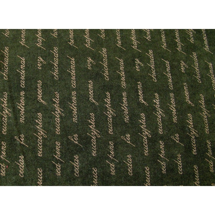 Patchworkstoff Text Schrift dunkelgrün Forever Green Quiltstoff