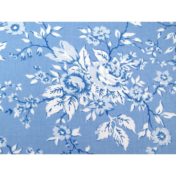 Rosenstoff blau Crystal Lane Patchworkstoff