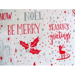 Weihnachtsstoff Canvas natur rot