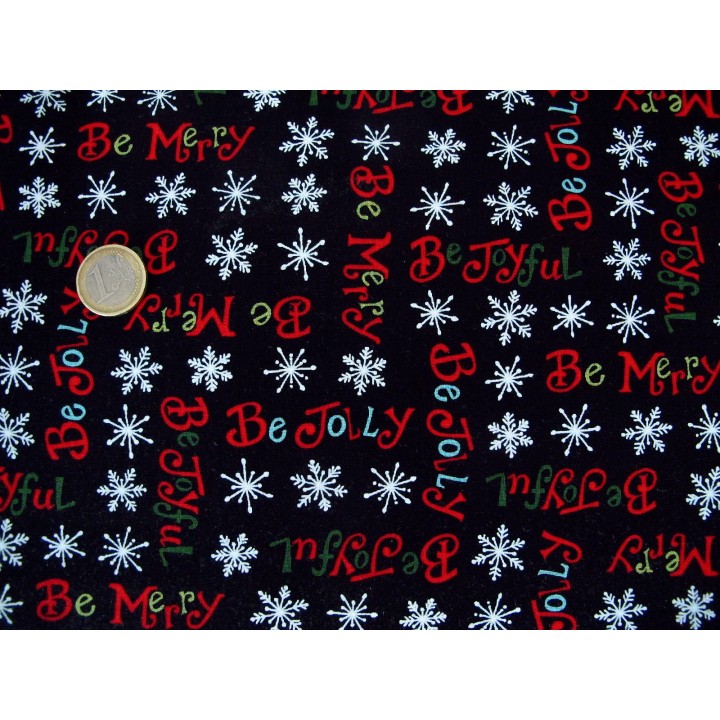 Weihnachtsstoffe Patchwork Be Jolly schwarz