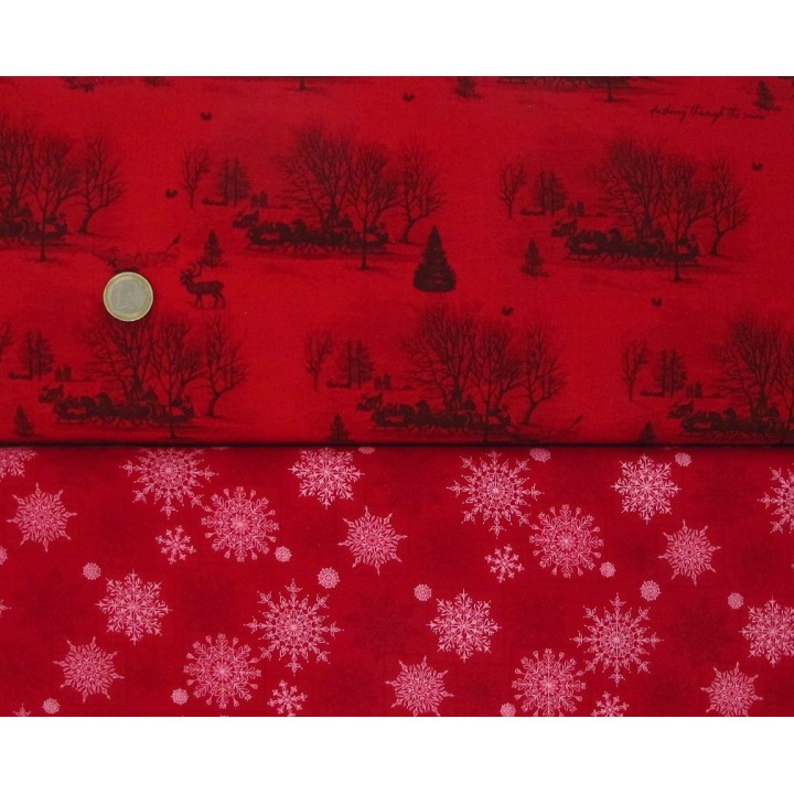 Stoffpaket Weihnachtsstoffe Schneeflocken