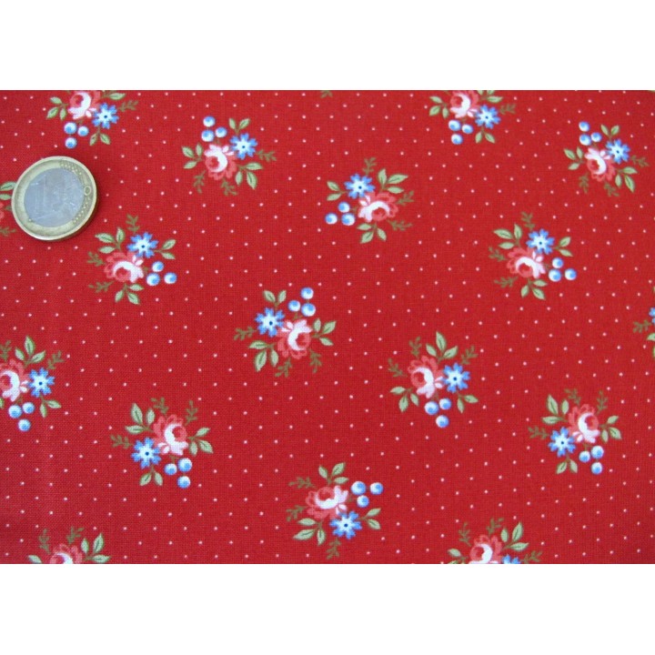 Blumenstoff rot Belle Isle Quiltstoff