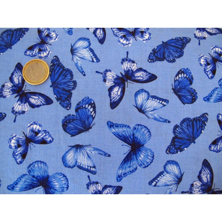 Stoff Schmetterlinge Blue Jubilee Patchworkstoff