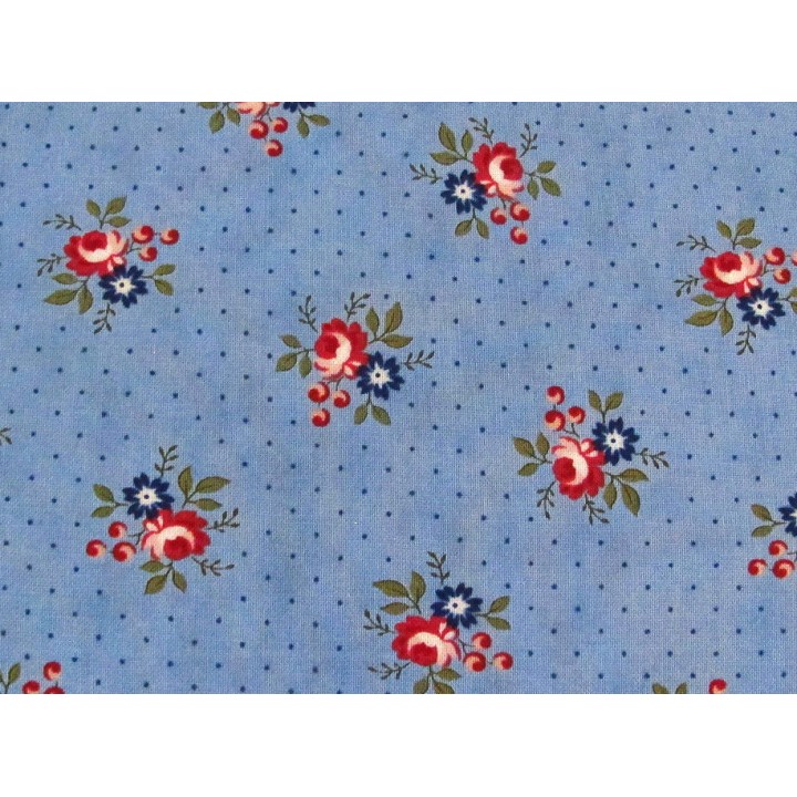 Blümchenstoff Patchworkstoff Belle Isle blau