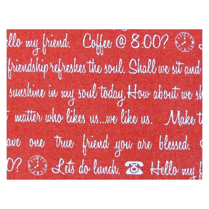 Designerstoff Hello My Friend Patchworkstoff Text