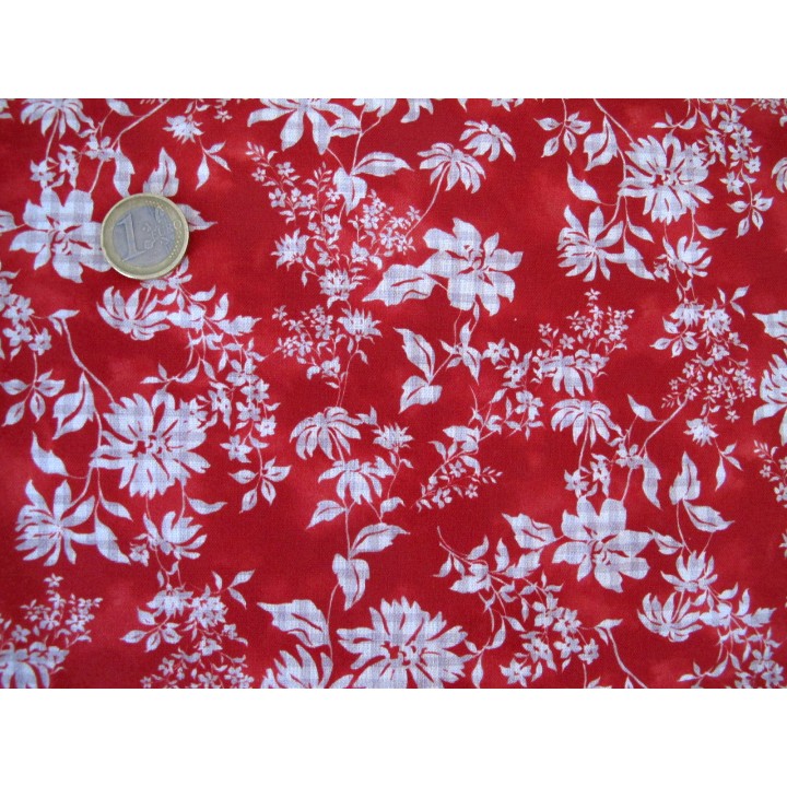 Patchworkstoff Blumenstoff Country Floral rot