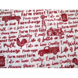 Patchworkstoff Textstoff Farm Sweet Farm rot