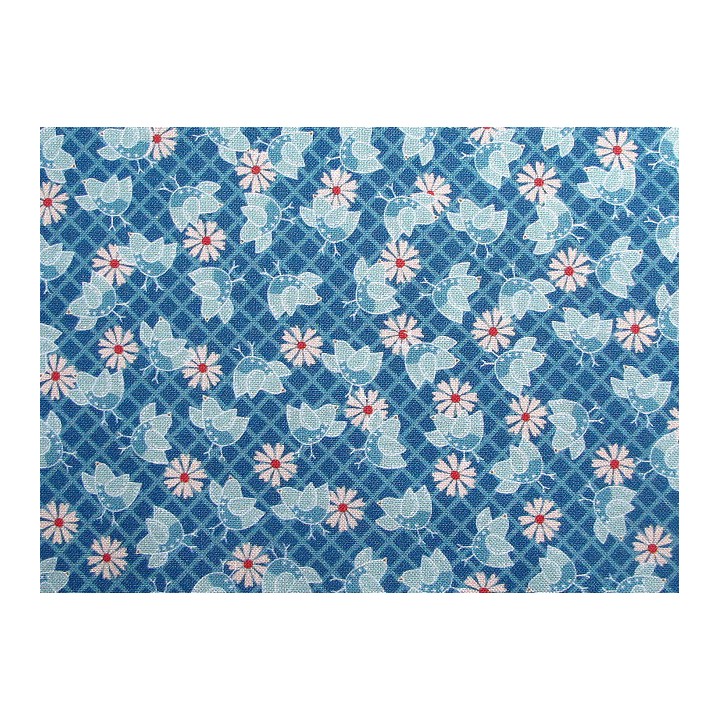 Patchworkstoff Hühner blau Blume & Grow