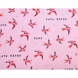Patchworkstoff ros Schwalben sending Love