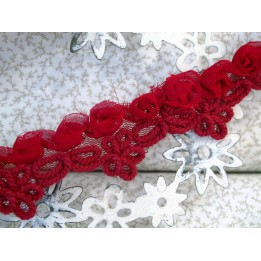 Blumenborte Spitze rot