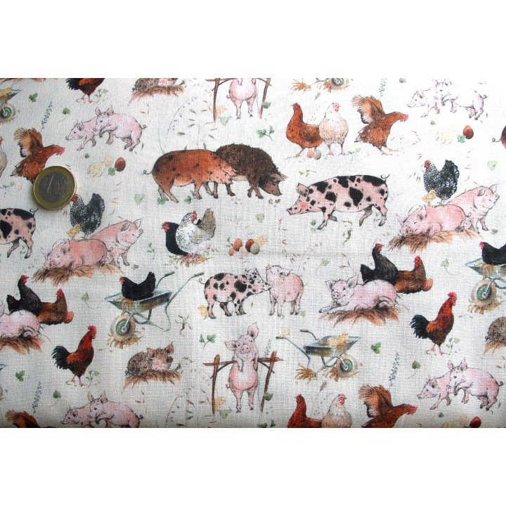 Stoffpaket Daniela Drescher Tiere acufactum Baumwolle Hühner Schweine Mädchen Gans