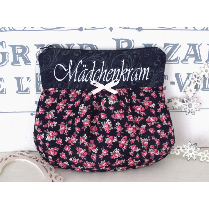 Kosmetiktasche schwarz rosa