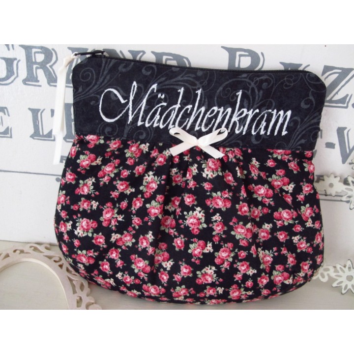 Kosmetiktasche schwarz rosa