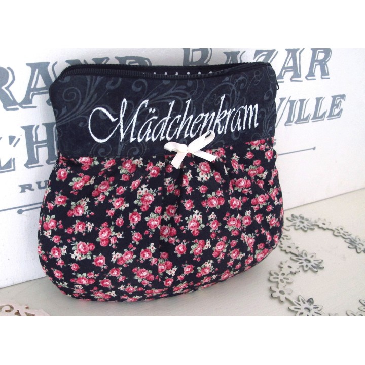 Kosmetiktasche schwarz rosa