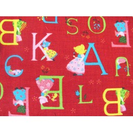 Kinderstoff Buchstaben rot Patchworkstoff