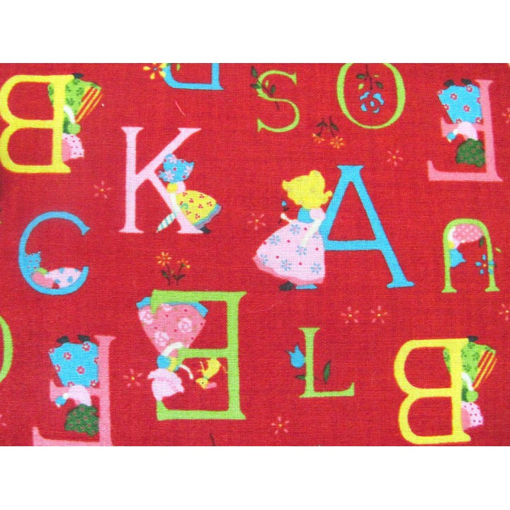 Kinderstoff Buchstaben rot Patchworkstoff