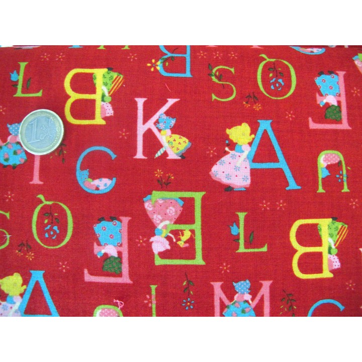 Kinderstoff Buchstaben rot Patchworkstoff