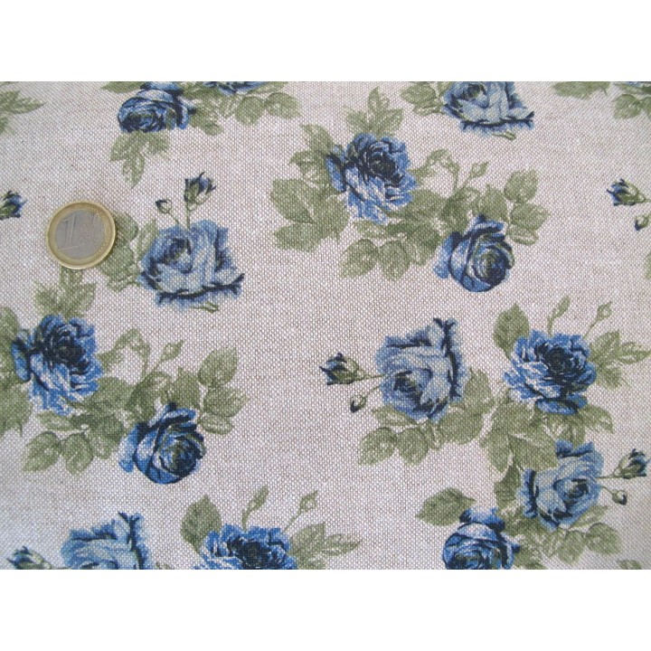 Dekostoff Rosen blau Canvas