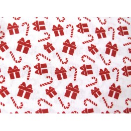 Weihnachtsstoff Zuckerstangen Päckchen Baumwollstoff